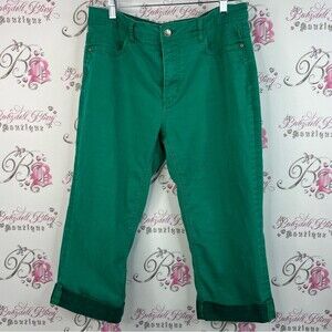 Santana jeans capri cropped jean denim Green teal Cropped Pants capris cuffed
